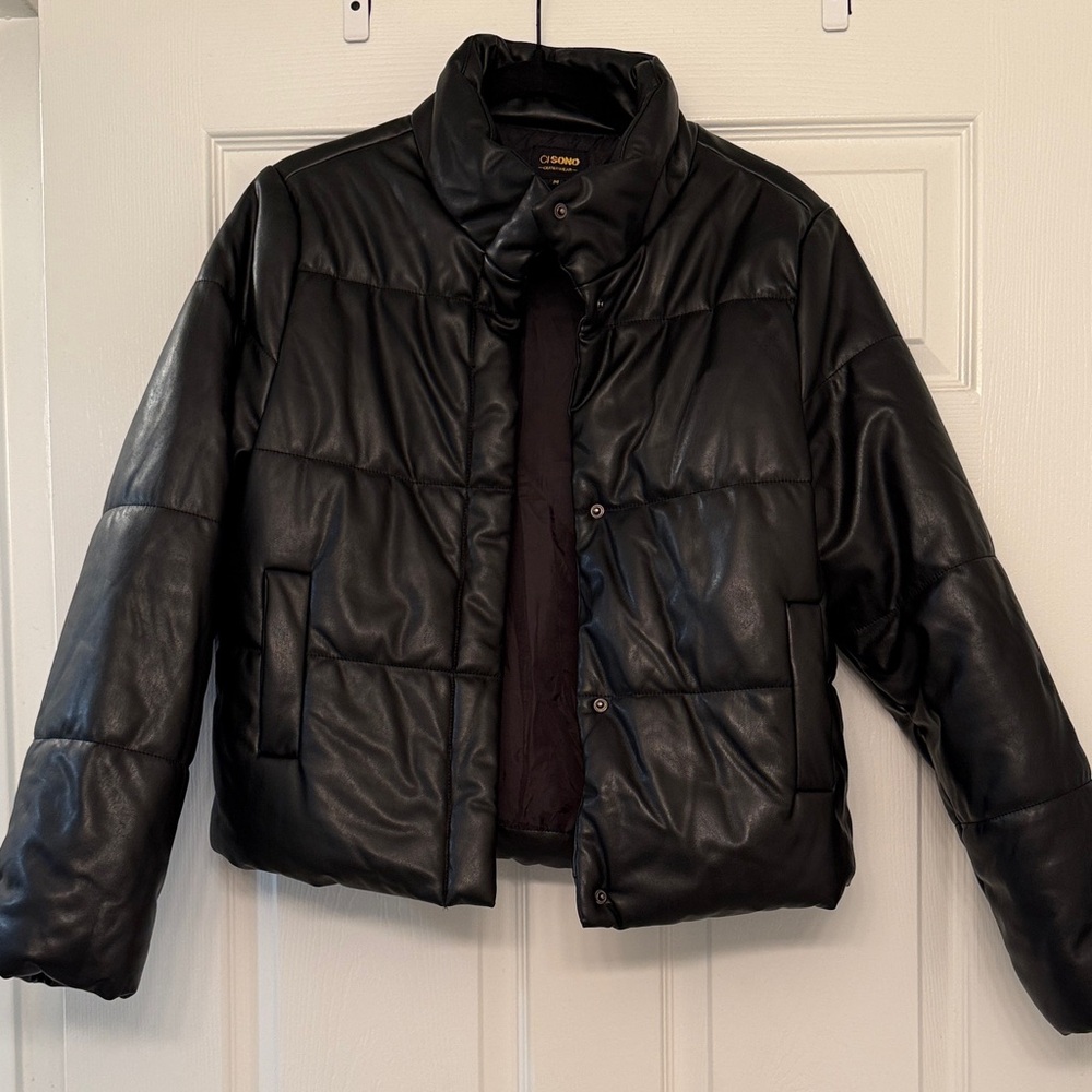 Ci Sono Black Outerwear Jacket with Gold Logo